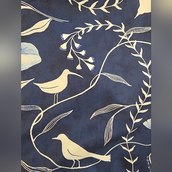 Amazon Bird Print Floral Blue Size L Button-Up Top 3249-G - Picture 6 of 12